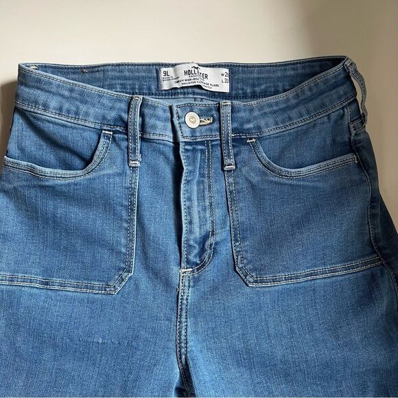 Hollister Jeans Flared Curvy High Rise Vintage Flare Tall 29 Patch Pockets - Picture 8 of 9